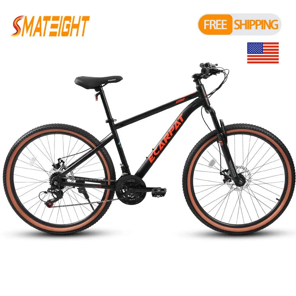 

27,5-дюймовый пригородный горный велосипед с рамой из высокоуглеродистой стали, дисковые тормоза, шины с коричневыми краями для взрослых, уличный горный велосипед