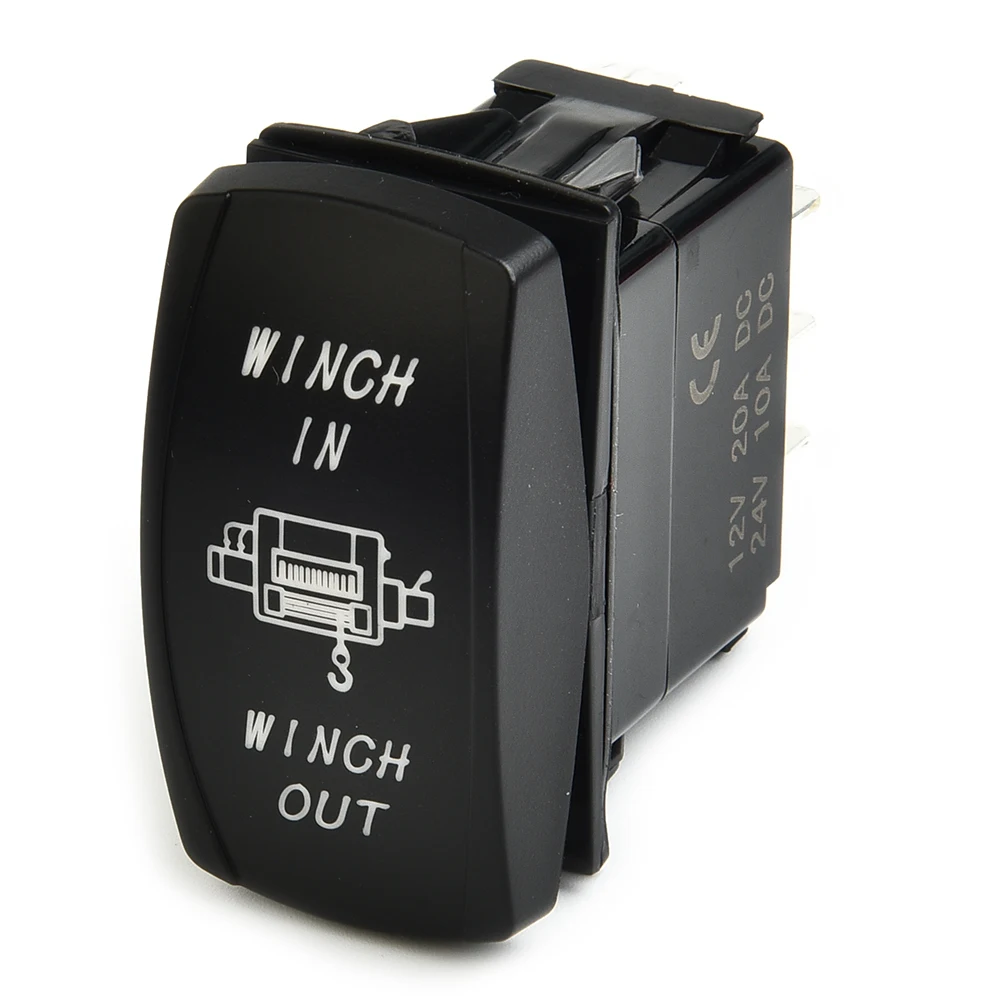 7Pin 20Amp 12V Blue LED Lights Winch In Winch Out (ON)-OFF-(ON) Rocker Switch Momentary LED Switch Momentary Toggle Rocker