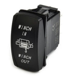 7Pin 20Amp 12V Blue LED Lights Winch In Winch Out (ON)-OFF-(ON) Rocker Switch Momentary LED Switch Momentary Toggle Rocker