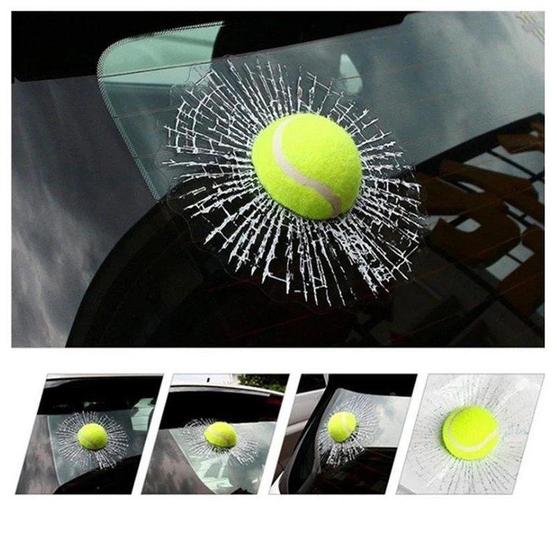 

Car Styling Baseball Football Tennis Stereo Broken Glass 3d Sticker Car Window Ball Hits Self Adhesive Decal Car Stickers