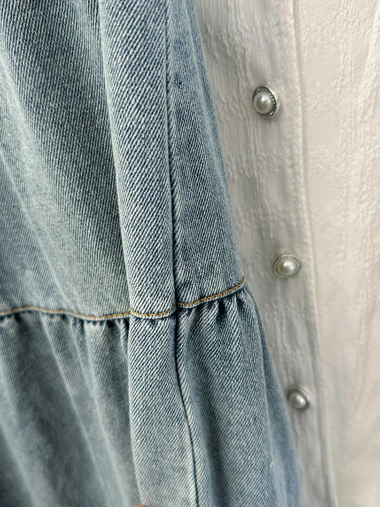 Retro spódniczki dżinsowe z elastyczną talią dla kobiet 2023 nowa wysoka wyszczuplająca talia pół spódnica moda letnia spódnica trapezowa