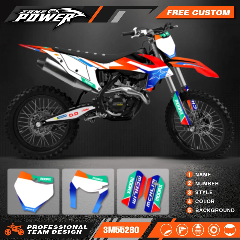 

Powerzone Custom Team Graphics Decals Sticker Kit for KTM EXC EXC-F 2020 2021 2022 2023 SX SXF 2019 2020 2021 2022 161