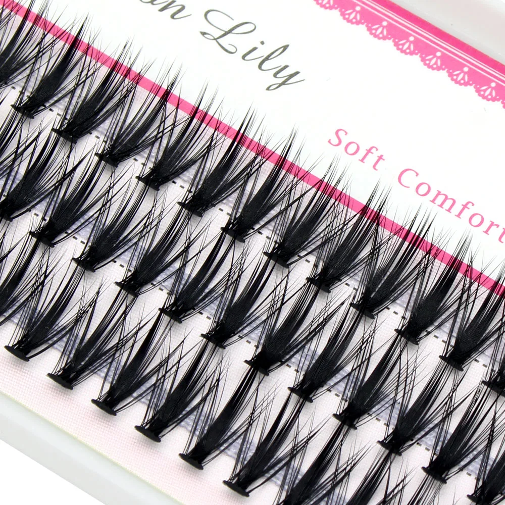 Moonlily Individual Grafting Mink EyeLashes 3D Volume Thick Bundles Makeup Fake False Black Cluster Eyelash Extensions Lashes