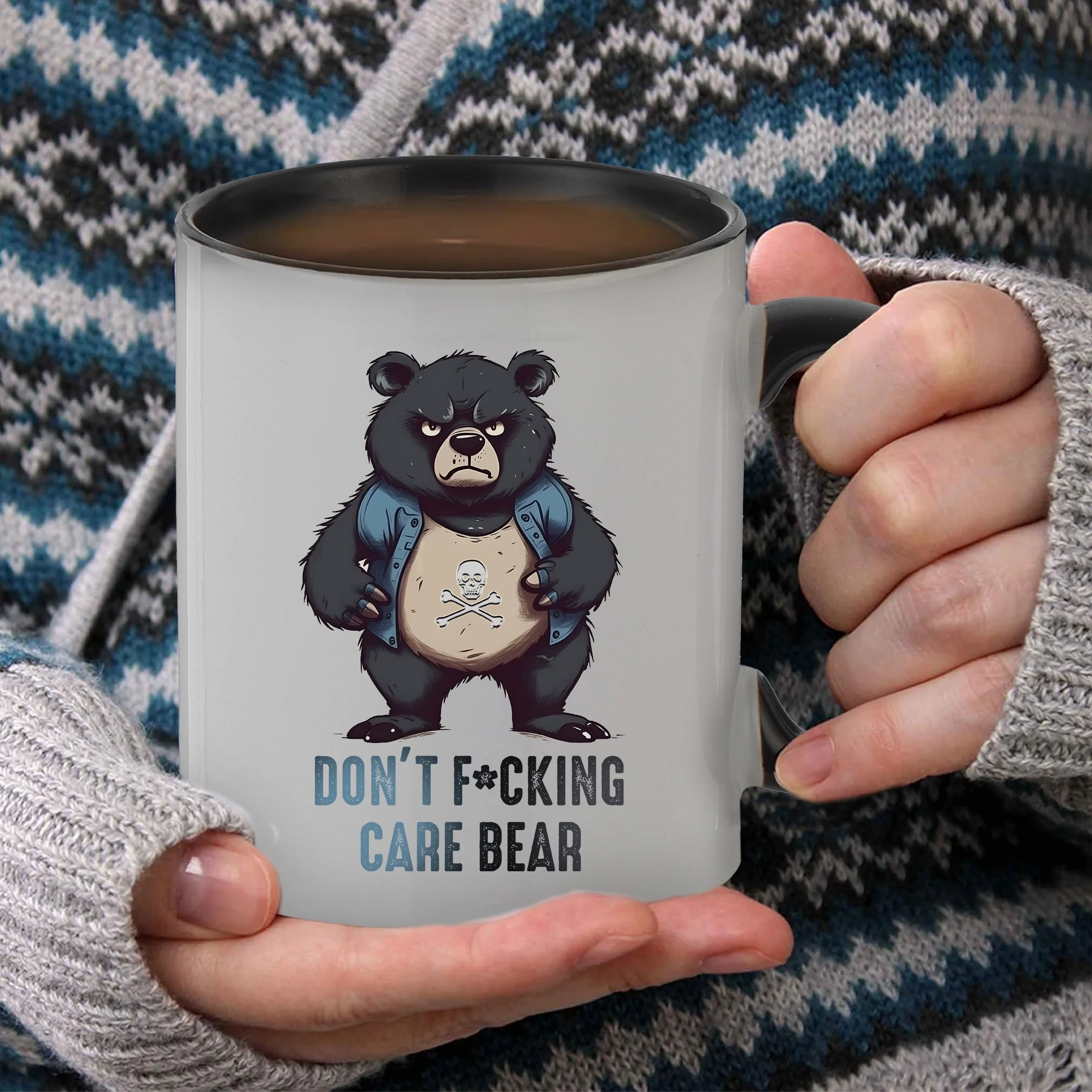 

11oz Creative Bear Pattern Ceramic Mug Cup, Wide Mouth Coffee Cup With Gift Box, Suitable For Outdoor Camping, Picnic, Travel