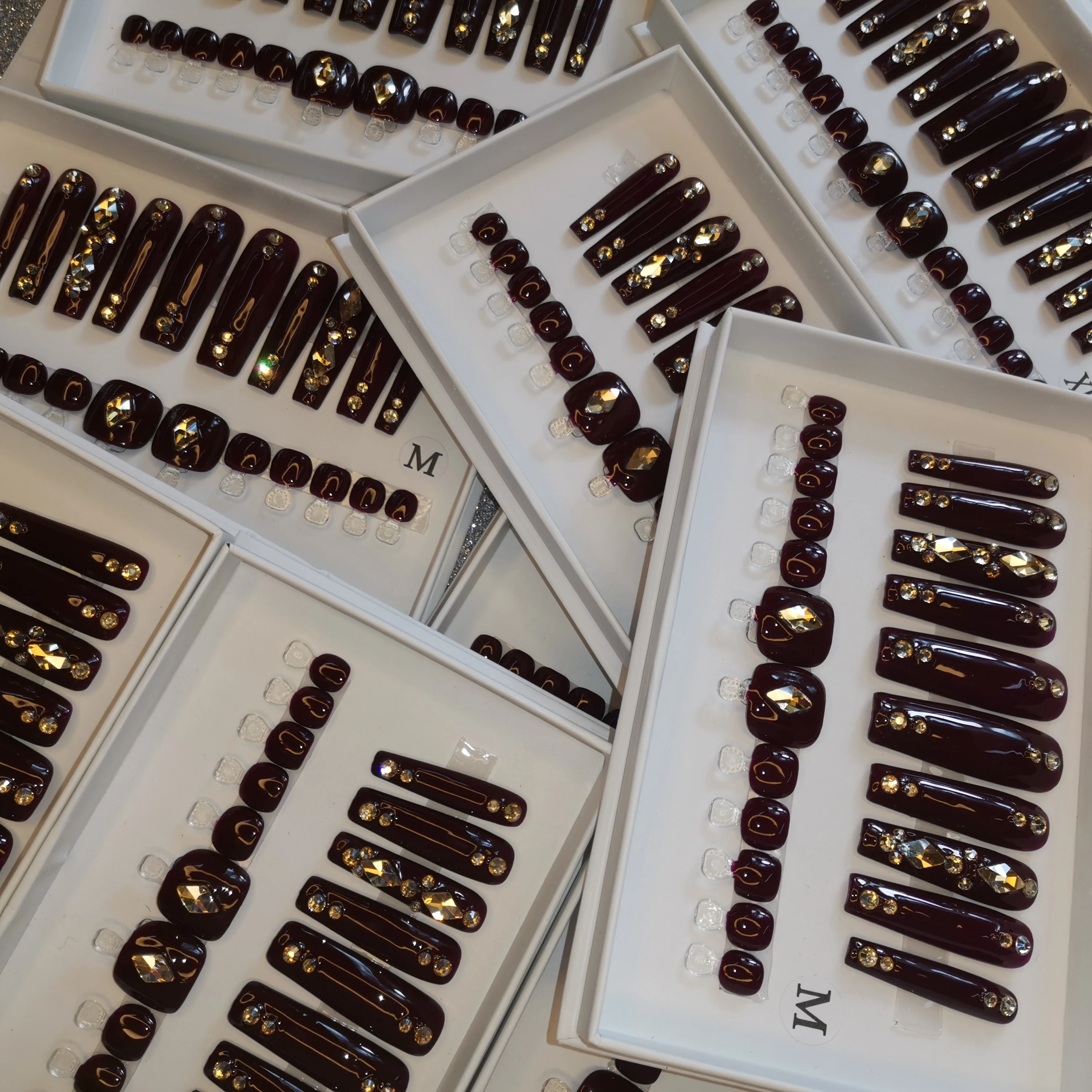 YTYIN تصميم خاص فريد من نوعه طلاء يدوي من الأكريليك أظافر صناعية طويلة على شكل نعش اضغط على الأظافر للأصابع والأصابع #4