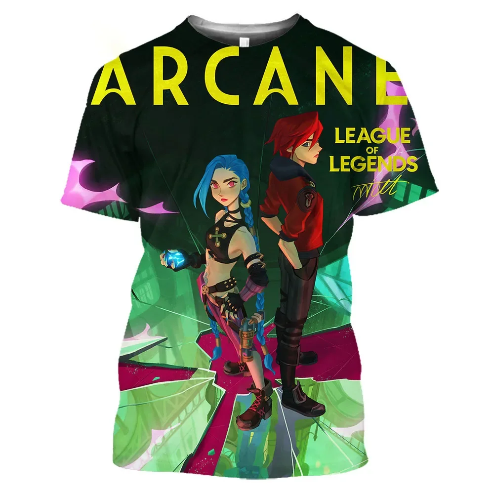 Arcane League of Legends Fashion 3D Print T Shirt Men Women T-shirt Kids Hip Hop Tops Cool O-neck Top Game LoL Camiseta