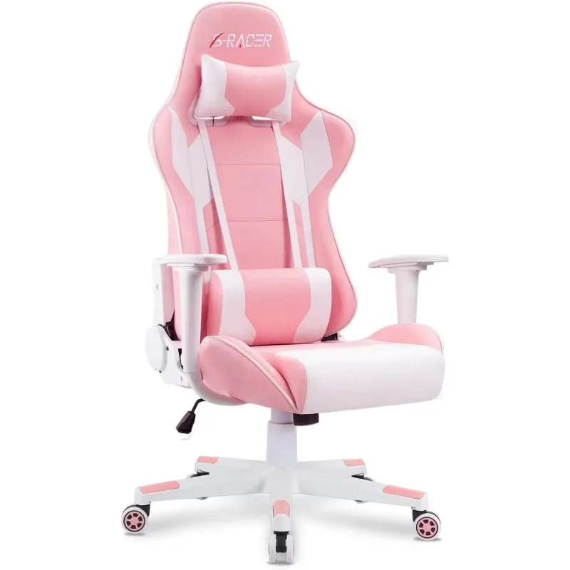 Homall Gaming Chair, Office Chair High Back Computer Chair Leather Desk Chair Racing Executive Adjustable Swivel Task Chair,Pink