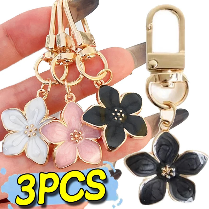 White Pear Blossom Keychain Cute Accessories Flower Handbag Keychain Couple Matching Keyrings Pendant DIY Fashion Jewelry Gifts