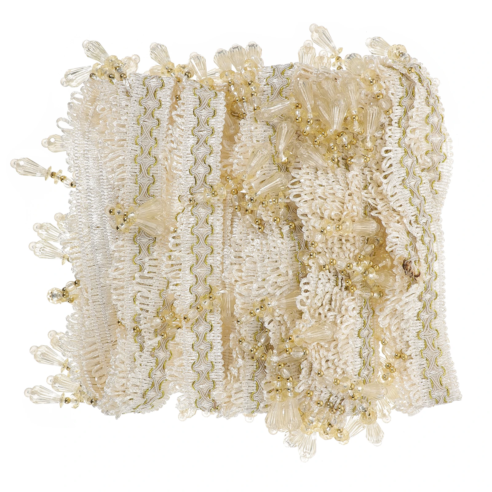 

Curtain Decorative Crystal Beads Polyester Lace Edging Sofa Unique Curtain Decor Tablecloth Home Decor DIY Material