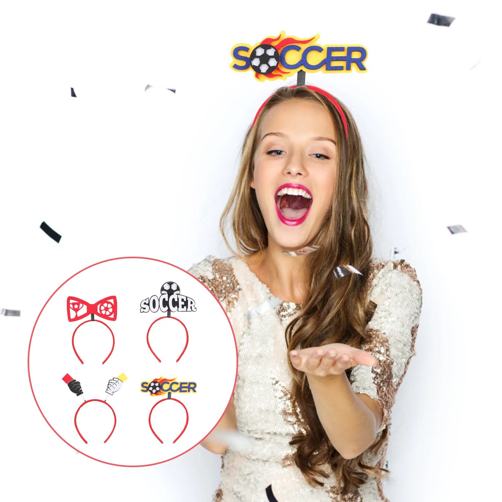 

4Pcs Soccer Headbands Hairband Party Decor Accessory for Sports Competition Football Headband Party Hair Hoops