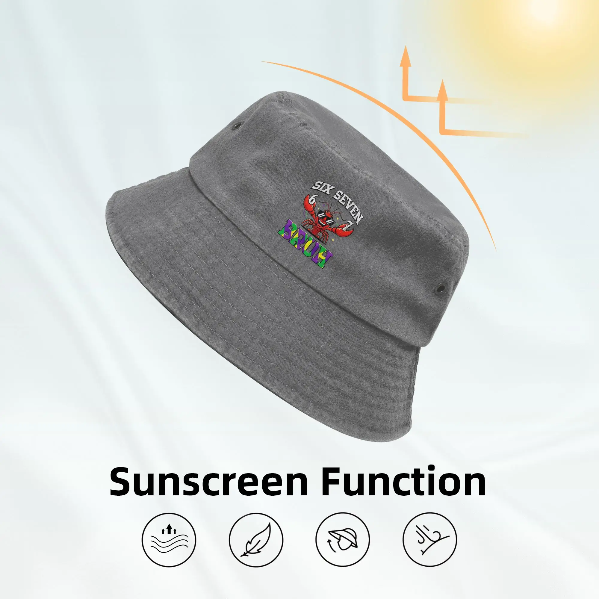 Funny Six Seven 67 Meme Unisex Bucket Hat Outfits Denim Cotton Fisherman Cap Vocation Wear Bob Hat