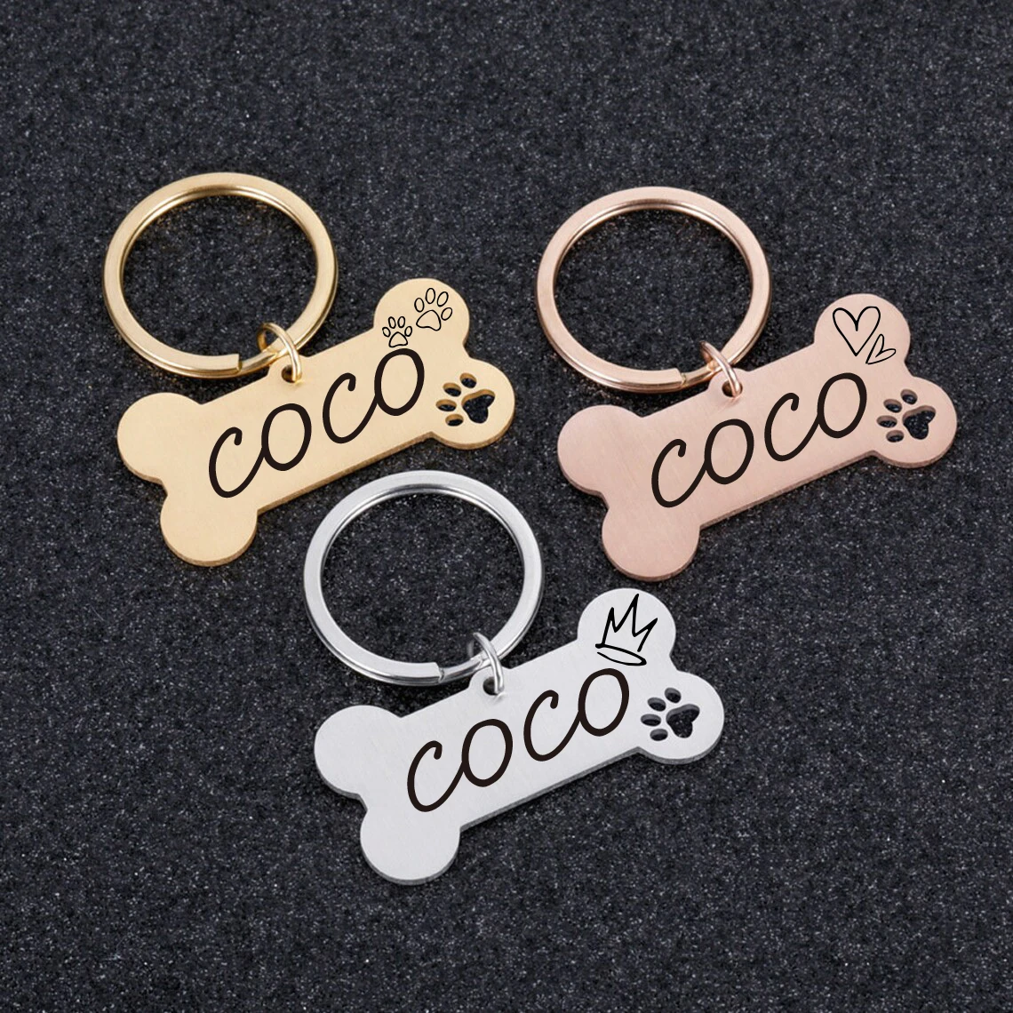 

1 pc personality cute Dog Tag Laser Engraving Tags Engraved Record Tel Address For dog Pets