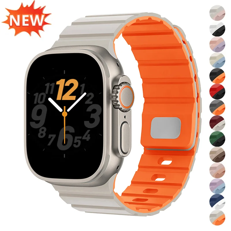 Magnetisches Armband für Apple Watch Band Ultra 1/2/3 49mm 44mm 40mm 41mm 46mm 42mm 45mm 38 Silikon-Armband IWatch Serie 11 10 9 8