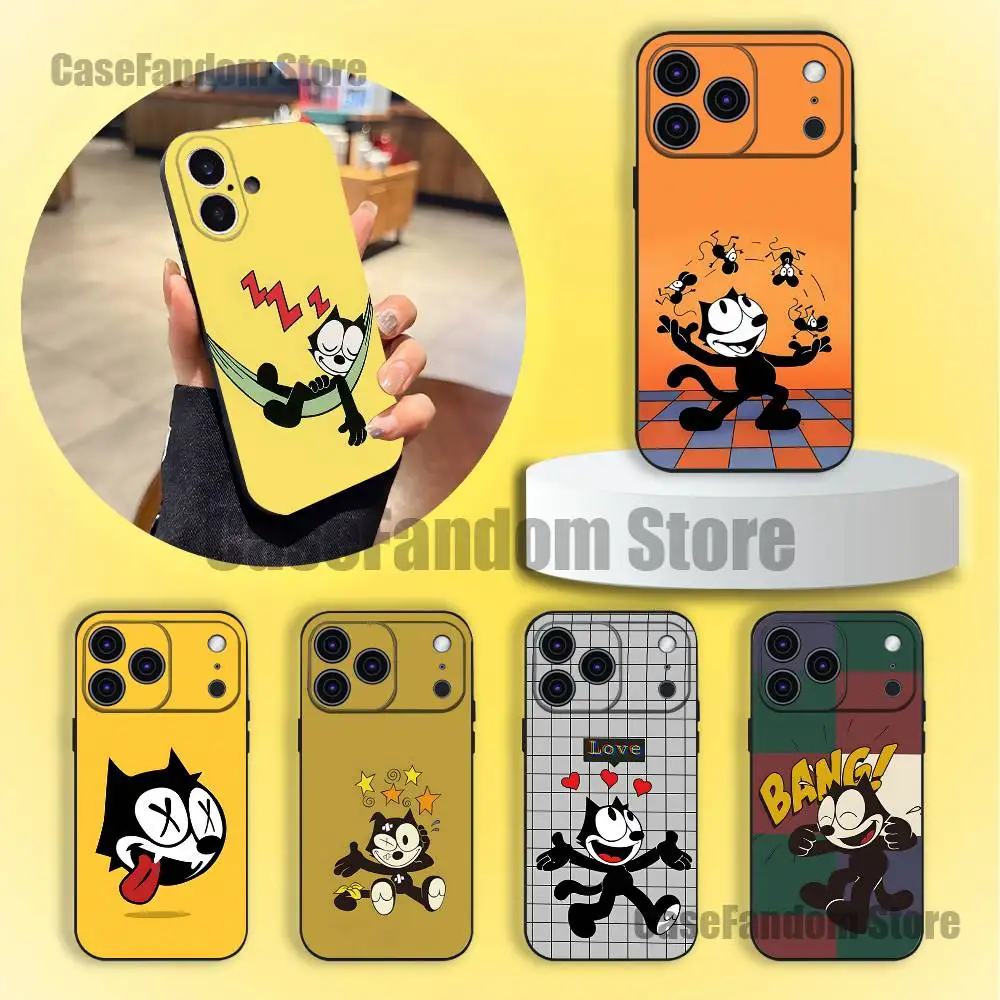 

F-FelixES The C-Cat Black Soft Cover Phone Case For iPhone 17,16,15,14,13,12,11,Pro,Max,Plus