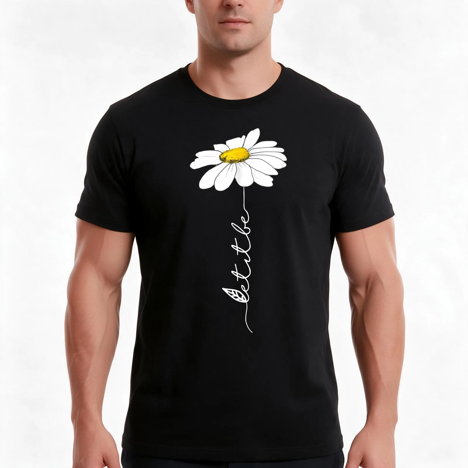 LET IT BE FLOWER - DAISY FLOWER T-Shirt, Summer Casual Cotton Tee, Oversized Streetwear Tops, Vintage Graphic Print, 100% Cotton