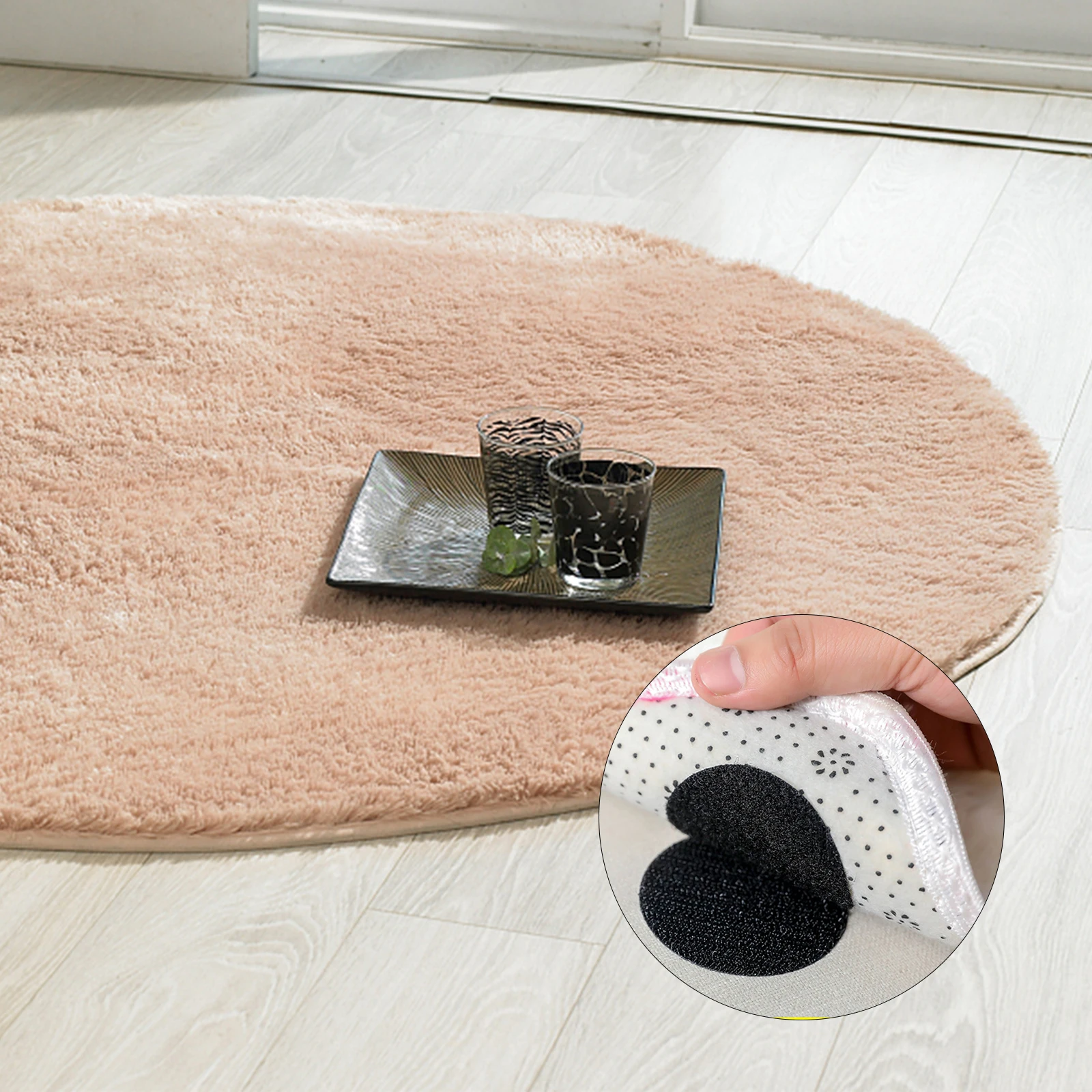 

30 Pairs Non-slip Carpet Grippers Adhesive Pads for Rug Mat Cushion Dust-proof Reusable Washable Double-sided Hook Loop Tapes