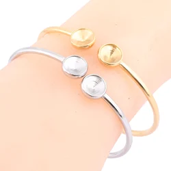 2pcs Stainless Steel Bendable Cuff Bracelet Base Fit 8mm Pointback Stone Cabochon Bangle Setting Blanks Diy Bracelets Making Kit
