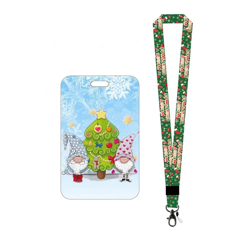 Weihnachten Gnome Kartenhalter Lanyard Schlüsselanhänger Yule Tür Kartenetui Umhängeband Chrimbo ID Ausweishalter Schlüsselzubehör – Detail 8