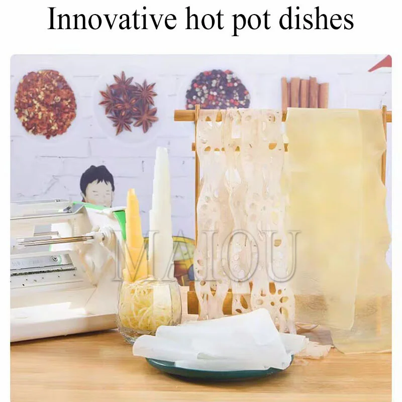 Manual Continuous Slicing Potato Machine Radish Lotus Root Potato Long Slicing Shredding Net Shape Slicing Machine