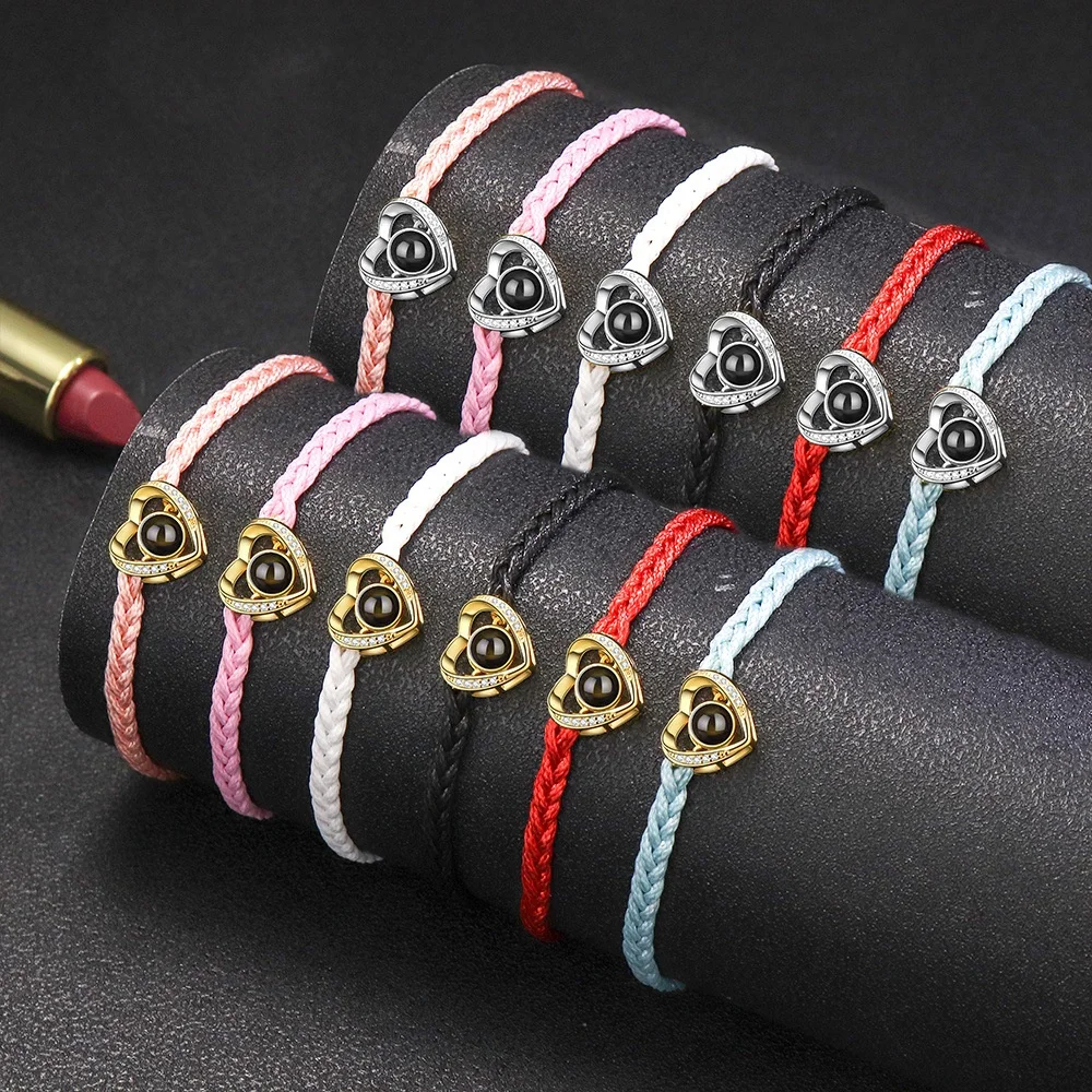 

Bracelets de Projection Personnalisés avec Gestion de Photos, Bijoux en Corde Personnalisée, Cadeau de Noël pour Lui et Elle