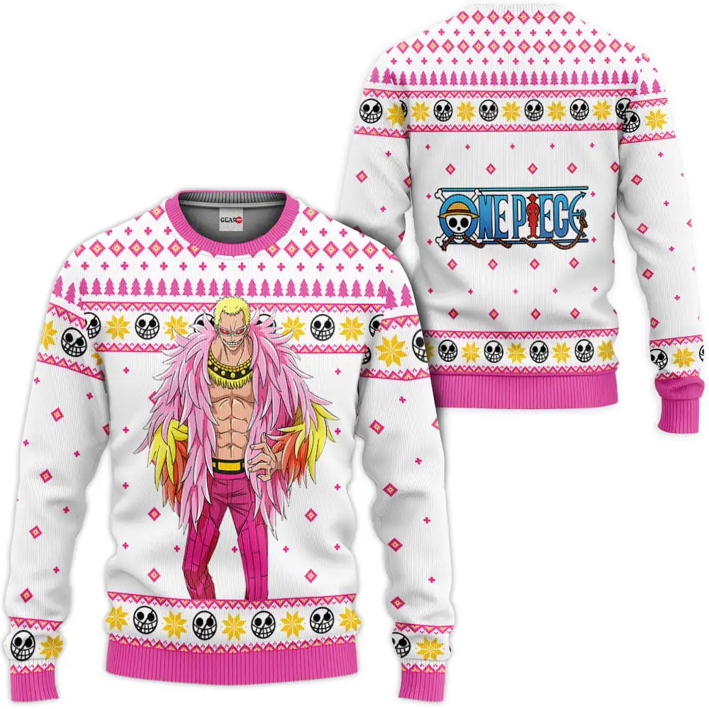 Autumn Winter Men's Crew Neck One Piece Donquixote Doflamingo Anime Christmas Sweatshirt Soft Comfy Stylish Pullover Tracksuit