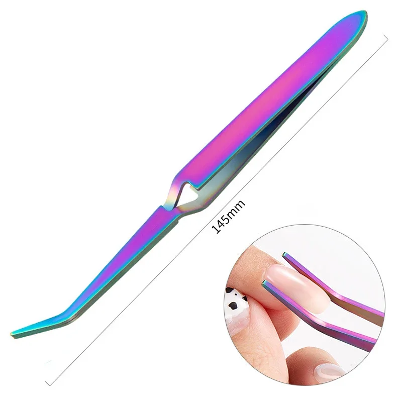 Nail Art Shaping Tweezers Multifunction Cross Nail Clip for Nail Decorations Charms Stainless Steel Professional Manicure Tool