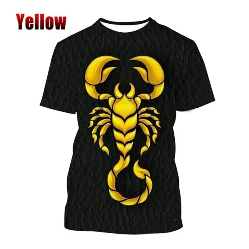 Summer New Animal Scorpion Pattern Men\'s Printed T-shirt Street Fashion Harajuku Round Neck Short Sleeve