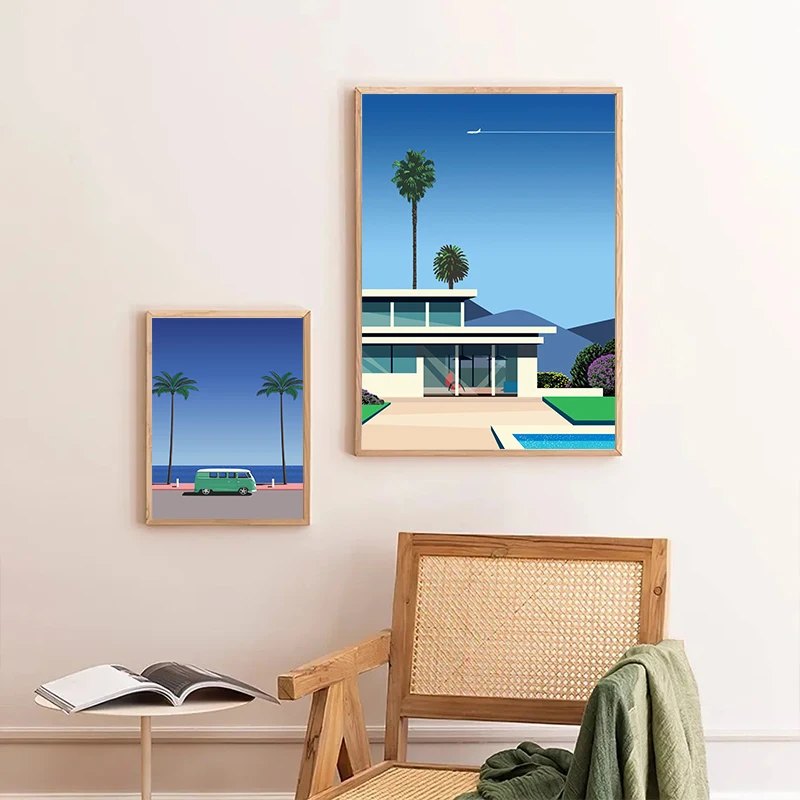Hiroshi Nagai Vaporwave Japan Beach City Summer Wall Art Canvas Painting Prints Posters Wall Pictures Nordic Living Room Decor