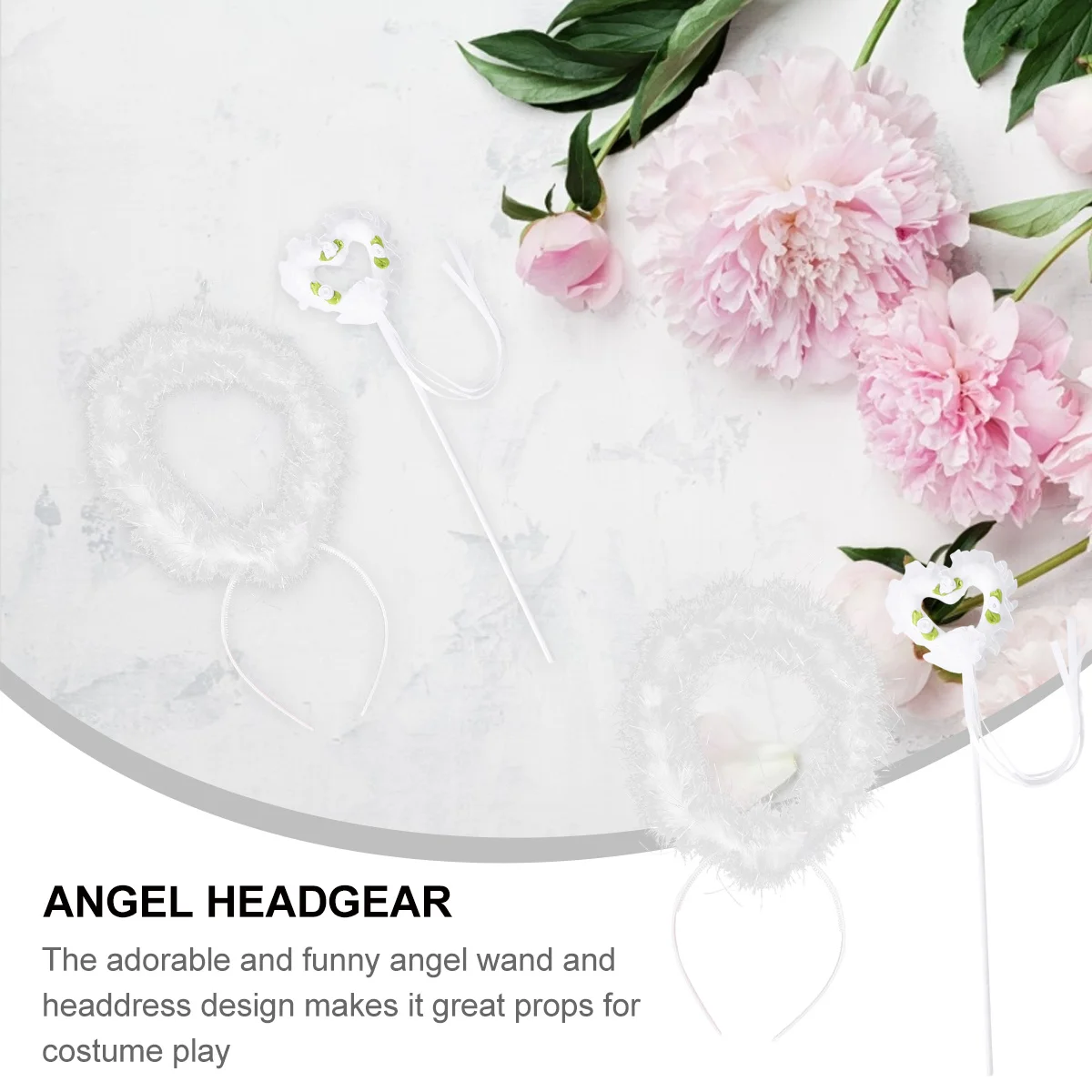 ชุดนางฟ้า 2 ชิ้น ชุดแฟนซีน่ารักสำหรับงานปาร์ตี้ ชุดแสดงพร้อมไม้กายสิทธิ์ อุปกรณ์เสริมสำหรับแต่งตัว