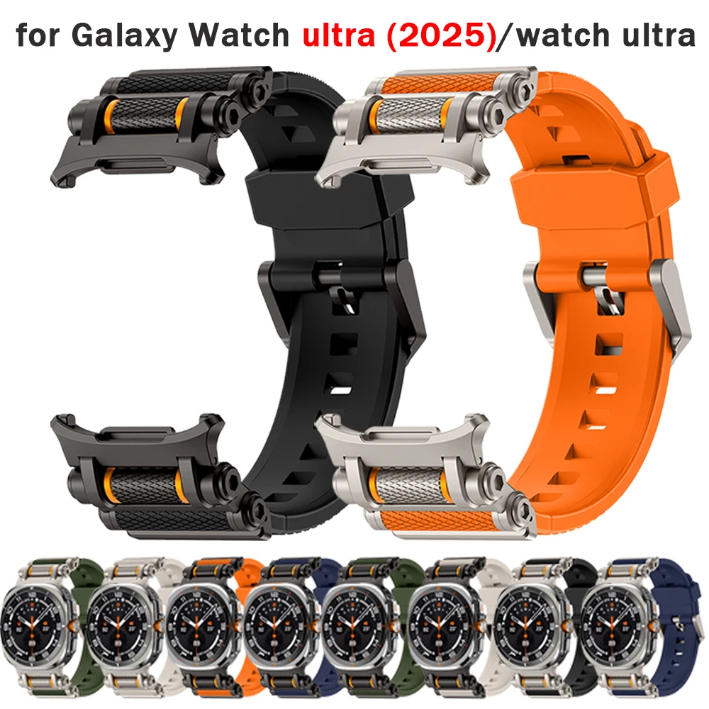 

Силиконовый ремешок для Samsung Galaxy Watch Ultra 2025 47 мм, роскошный спортивный ремешок для Galaxy Watch Ultra 47 мм, браслет без зазоров
