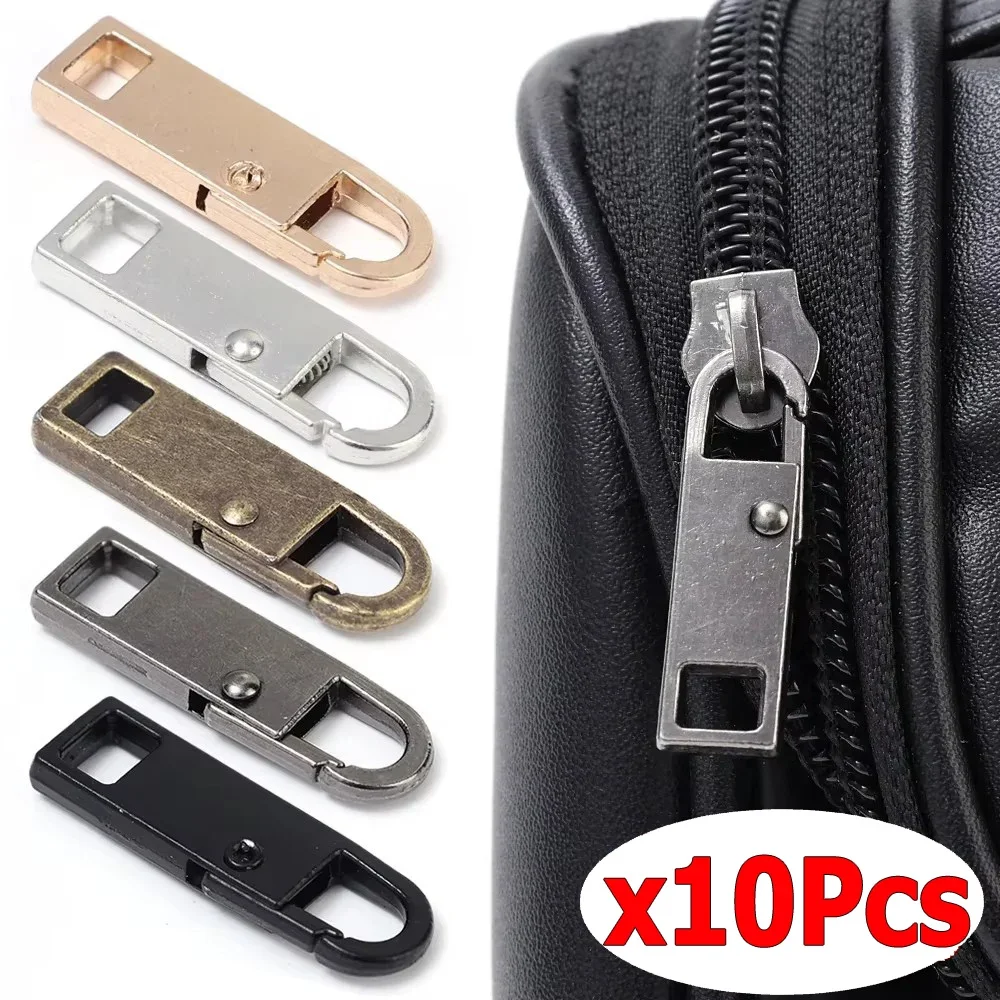 10/1Pcs Universal Metal Zipper Pull Replacement Instant Repair Kit Detachable Luggage Purses Clothing Zipper Slider Puller Tools