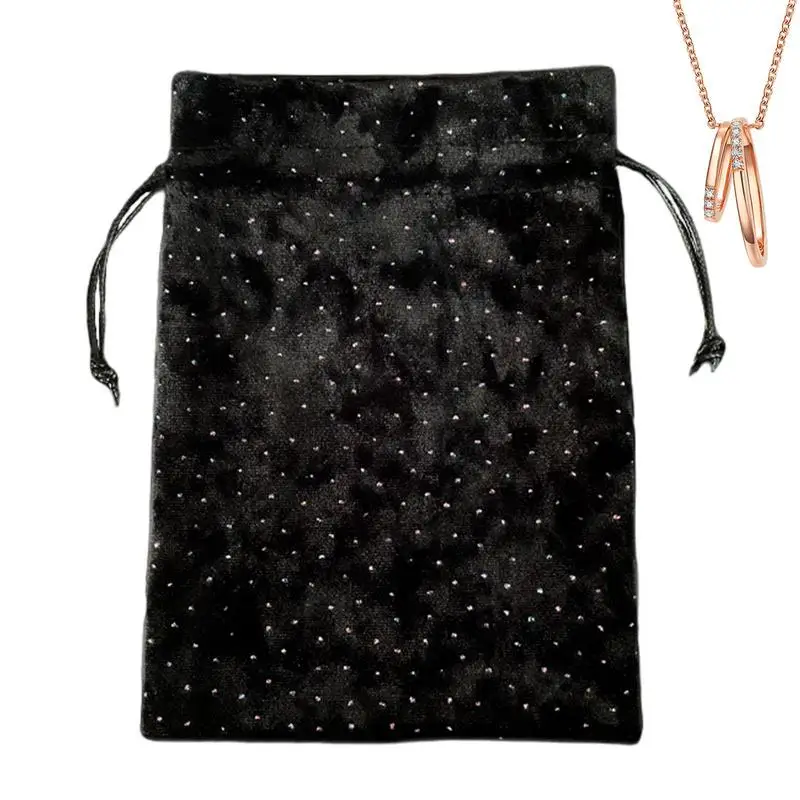 Velvet Tarot Pouch Bag Rhinestone Dotted Tarot Card Velvet Storage Bag 13x18cm Drawstring Tarot Card Fabric Bag Jewelry Pouch