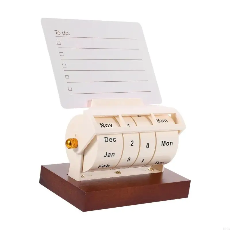 

Desk Permanent Calendar Built In Business Card Holder And Pen Slot Rotating ABS Permanent Calendar for Desk Organization
