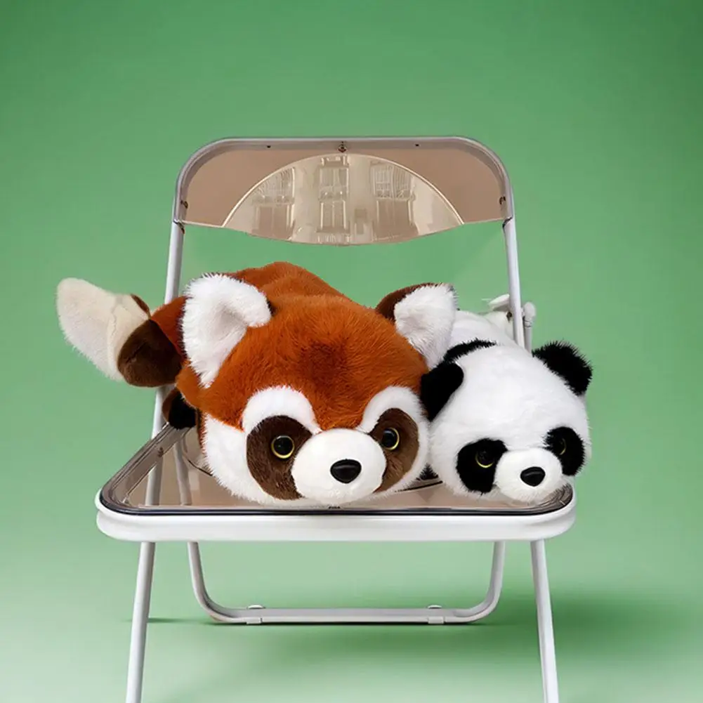 2 In 1 Cute Panda Turned Little Raccoon Plush Toys Lying Fluffy Lifelike Animals Gifts Soft Doll Kids Stuffed Pillow Animal B7X6