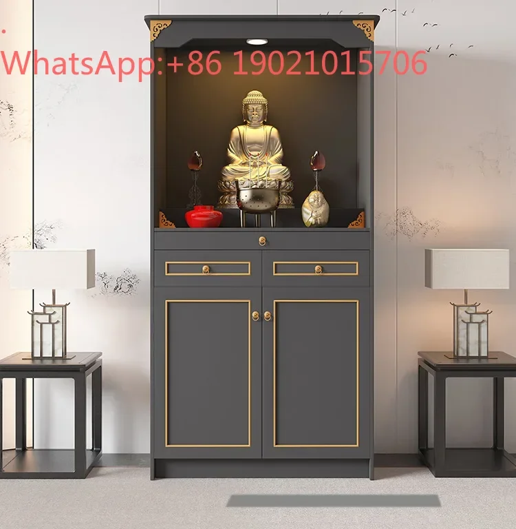 

HXL Alloy Buddha Niche New Chinese Style Clothes Closet Altar Altar Household God of Wealth Cabinet Buddha Shrine