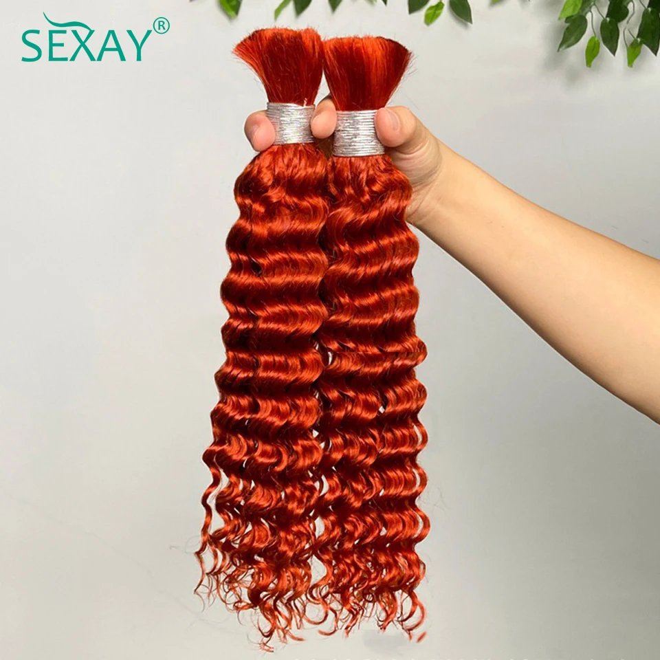 Ingwer-Echthaar-Masse zum Flechten, 30,5–71,1 cm, brasilianisches Remy-Haar, kein Schuss, für Boho-Zöpfe, tiefe Welle, lockiges Bündel, geflochten