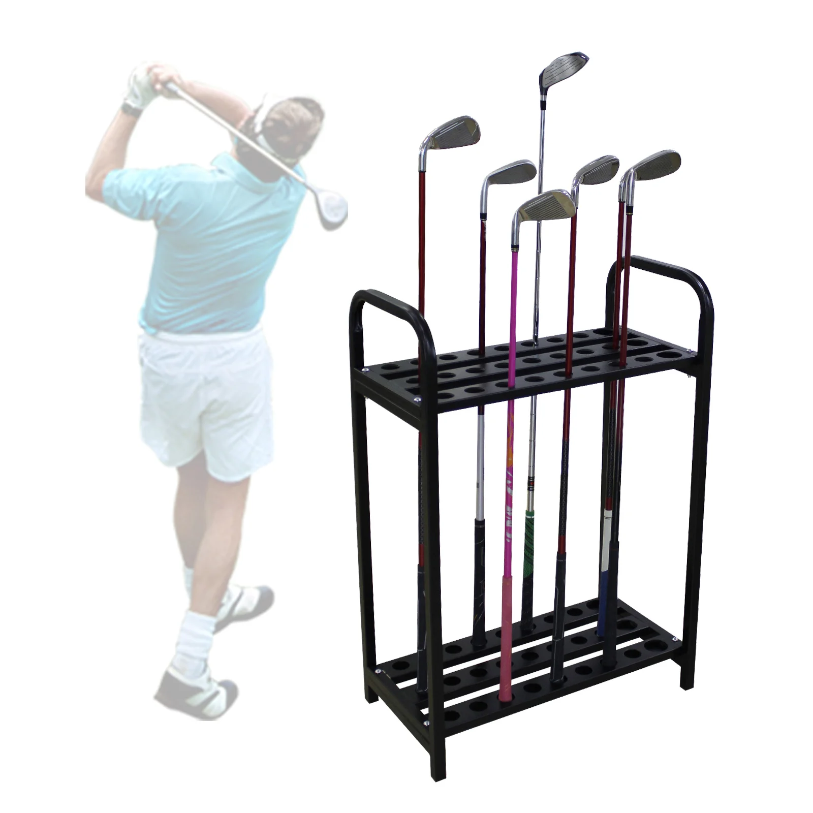 

Golf Clubs Holder Display Rack, Easy to Assemble and Disassemble, High Capacity, 27 Holes, Golf Supplies