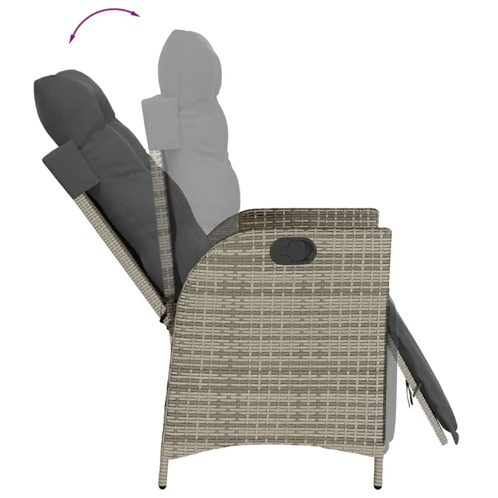 Stylish Grey PE Rattan Garden Dining Set with Adjustable Footrests 5 Pieces Outdoor Furniture