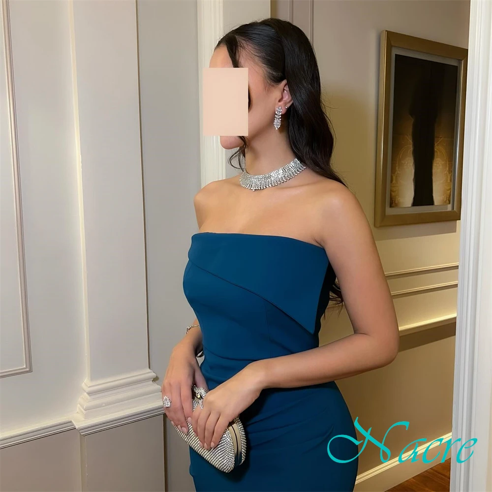 Customized Exquisite Jersey Sleeveless Evening Dress Delicate Strapless Prom Dresses Sweep Train Mermaid Special Occasion Gowns