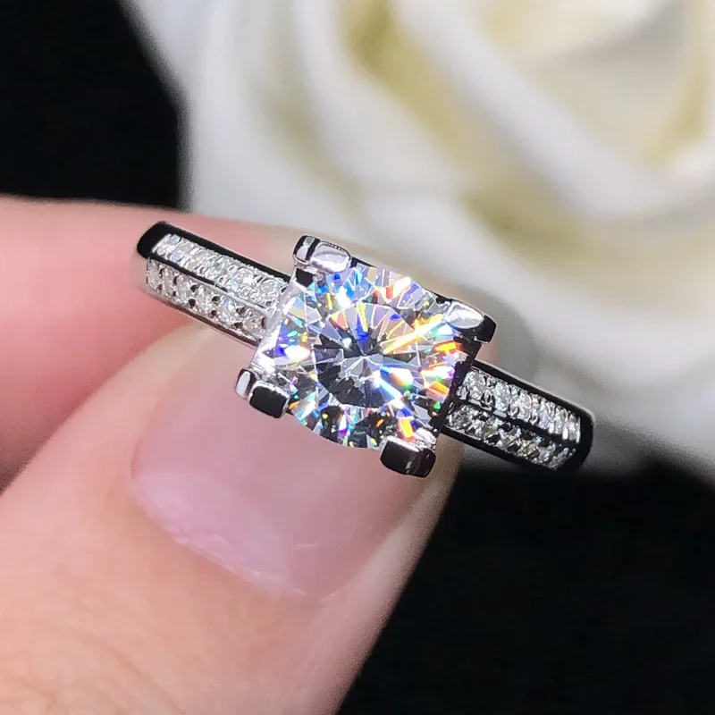 

Boutique PT950 platinum diamond ring ladies moissanite ring fashion bull head ring 1 carat real diamond platinum ring goddess