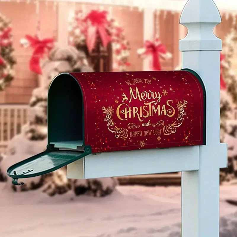 Cartoon Funny Christmas Mailbox Covers Waterproof Mail Cover Letter Post Box Wraps For Home Garden Yard Decor