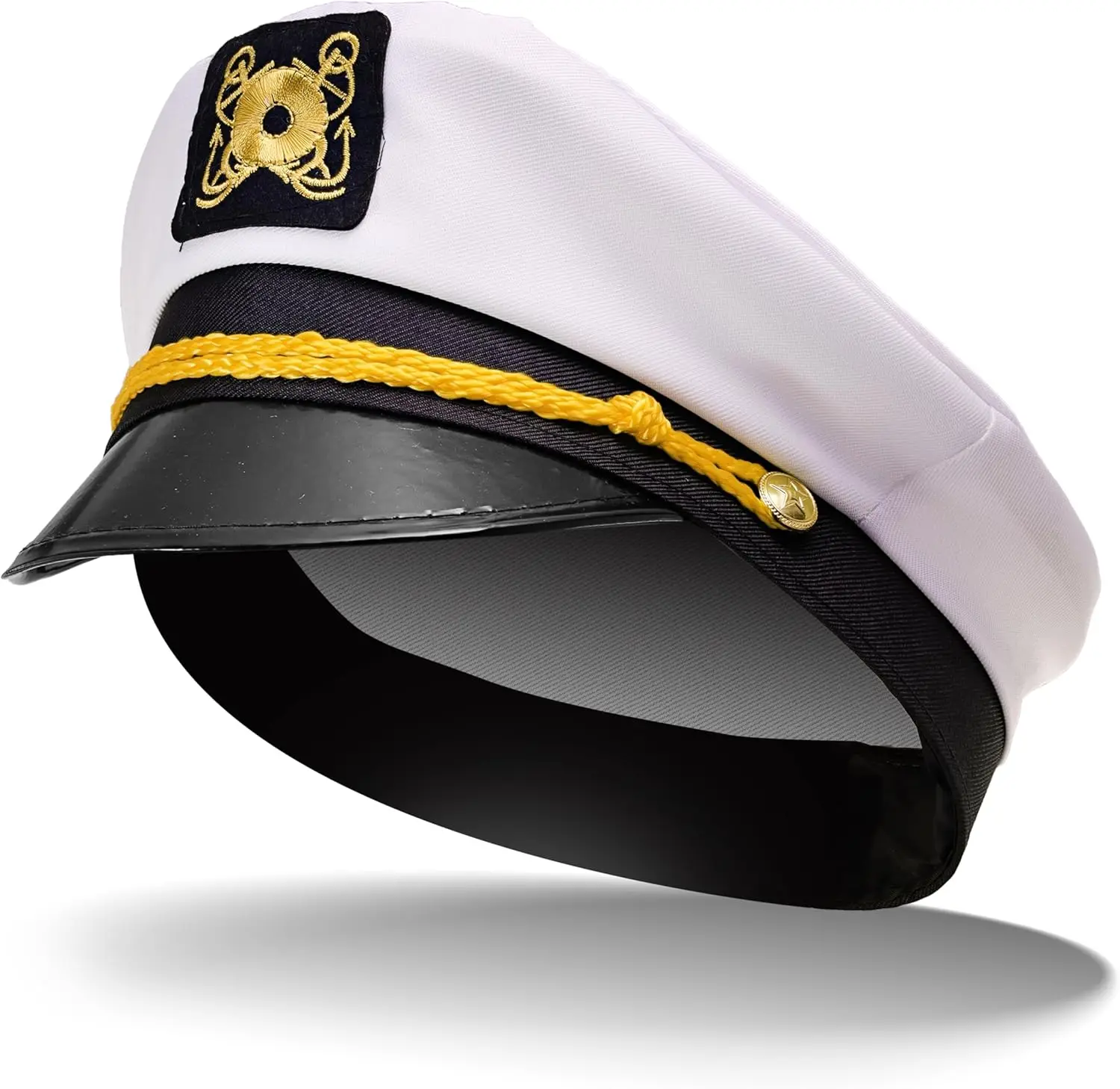 

Srenta Sailor Hat, White Captains Hat, Adjustable Yacht Boat Captain Hat Adult Men Women Teenage for Halloween Costume Accessory