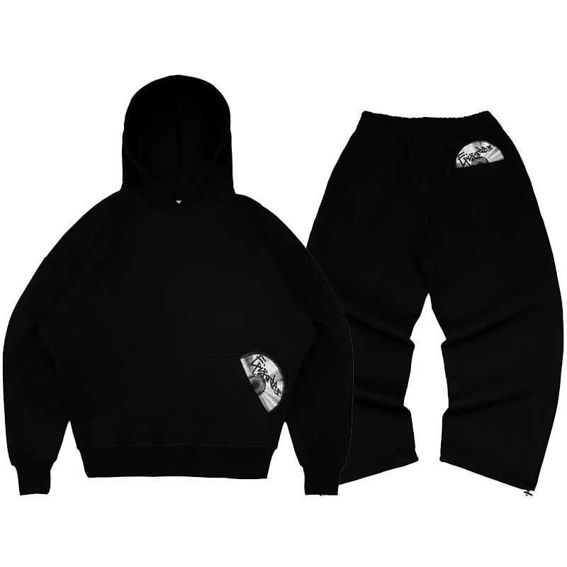 

New Trendy High Street Retro Casual Streetwear Men's Sports Suit Y2K Harajuku Embroidered Hoodie Hip-hop Loose Casual Sweatpants