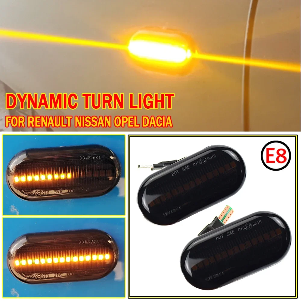 For Renault Clio 1 2 KANGOO MEGANE ESPACE TWINGO MASTER Led Dynamic Side Marker Turn Signal Light for Nissan Opel Smart FORTWO