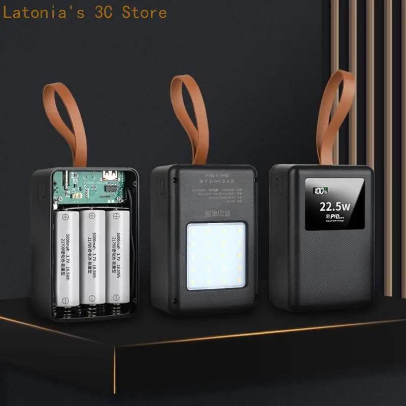 High Capacity 21700 Mobile Power Backup Box Set Fast Charging PD20W Build In LED Light Easy Assembly With Screw Fixation X3UB