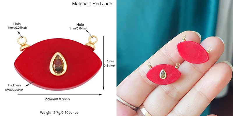 Edelstein-Charm-Anhänger aus türkisfarbenem Malachit, schwarzem Achat, rosa Quarz, 18 Karat echt vergoldeter Schmuck für die Herstellung von Halsketten, S58 – Detail 14