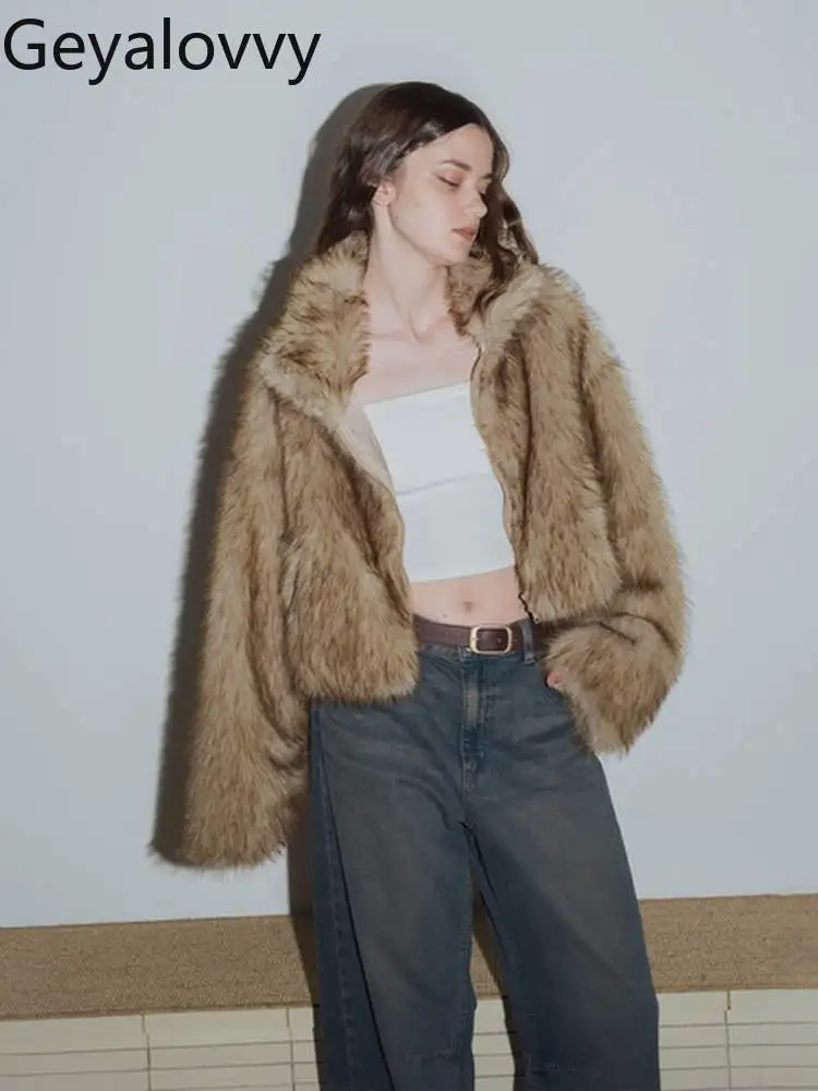 Jaquetas quentes de inverno para mulheres casual elegante high-end gola gancho pele do falso macio retro senhoras casacos femme 2025 novo