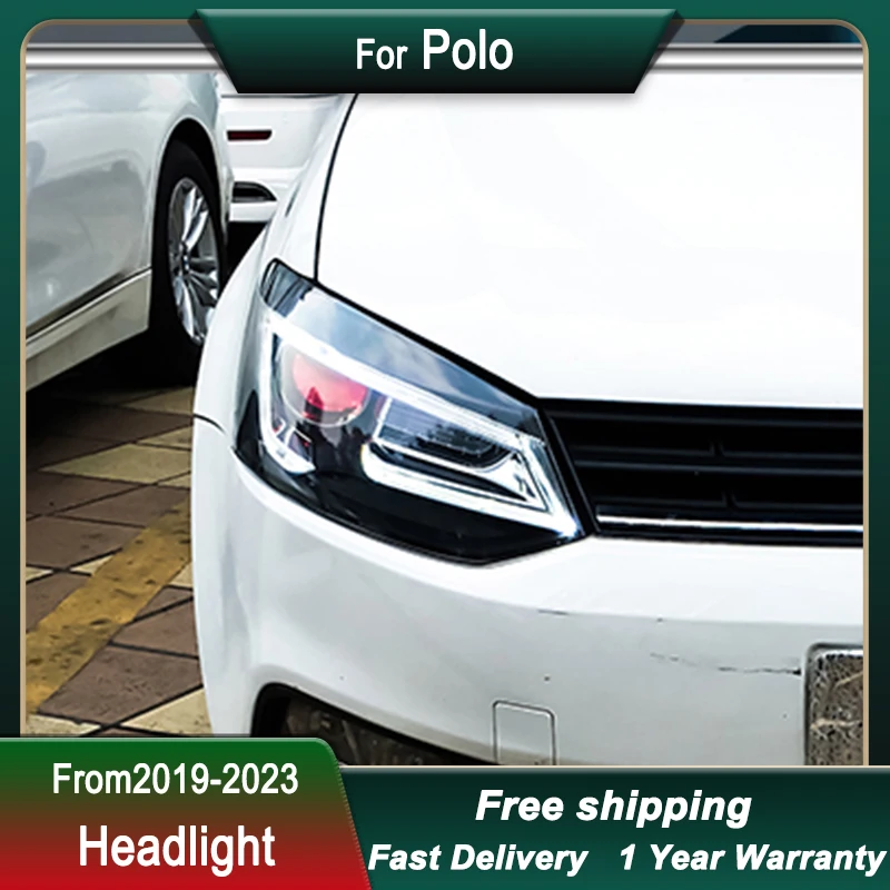 تصفيف السيارة المصابيح الأمامية ل Volkswagen VW Polo 2011-2018 نمط جديد كامل LED رئيس مصباح DRL رئيس مصباح الجبهة ضوء الجمعية