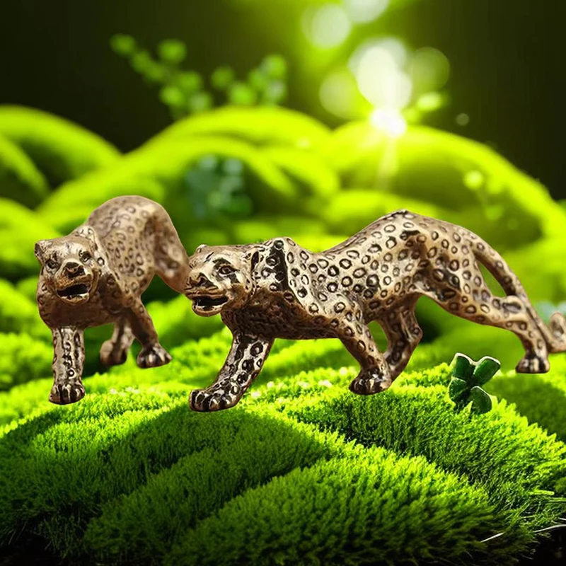 Neue Messing-Vintage-Gepardenfigur Kleine Tischdekoration Glücksbringer Leoparden-Figurine Miniatur-Kunsthandwerk Dekoration – Detail 9