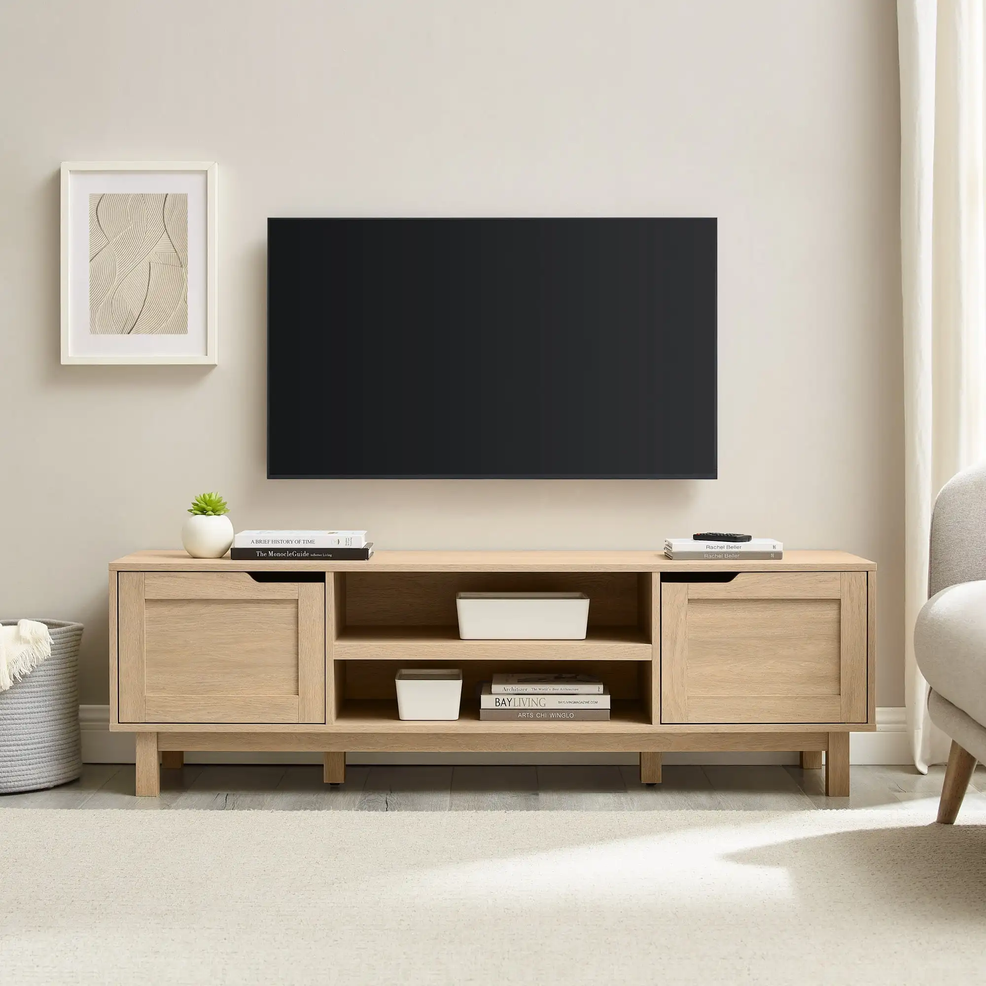 Contemporary 2 Door TV Stand for TVs Up To 65